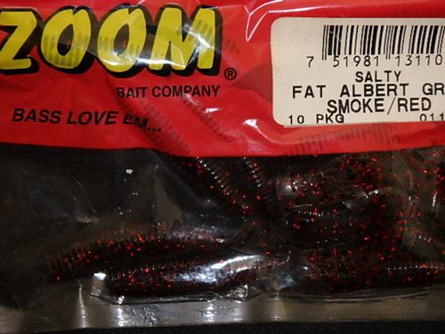 ZOOM SALTY Fat Albart GRUB(ﾌｧｯﾄｱﾙﾊﾞｰﾄｸﾞﾗﾌﾞ)#SMOKE/RED(特価)